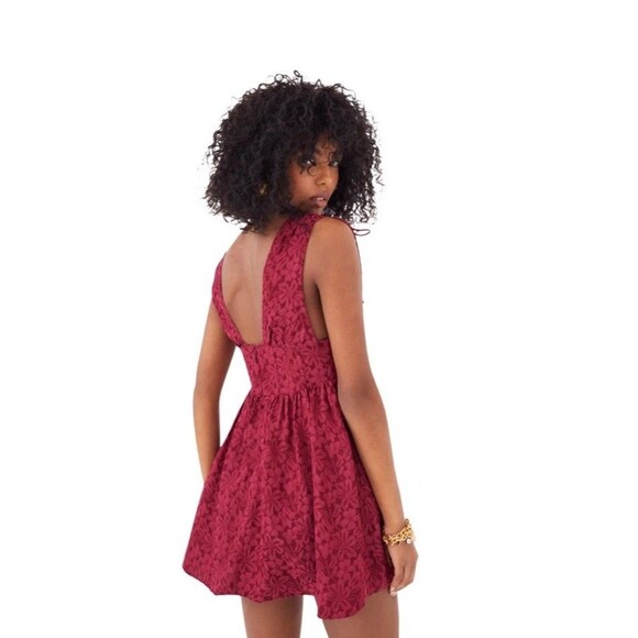 For Love & Lemons Janet Mini Dress Size S Maroon Red - Picture 2 of 8